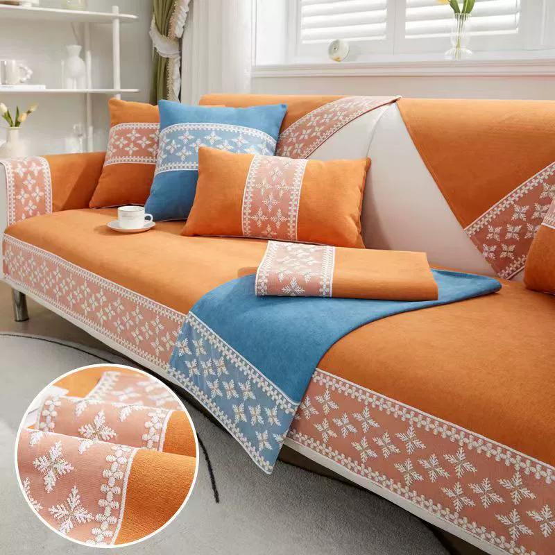 Home Dustproof Sofa Cushion Cover Fabric Light Luxury Four Seasons Universal Full Package Anti Slip Sofa Cover Minimalist Modern Leather Seat Cushion