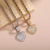 Gold Color Iced Out Heart Pendant Necklace For Men AAA+ Cubic Zirconia Stainless Steel Rope Chain hip-hop women's Accessories
