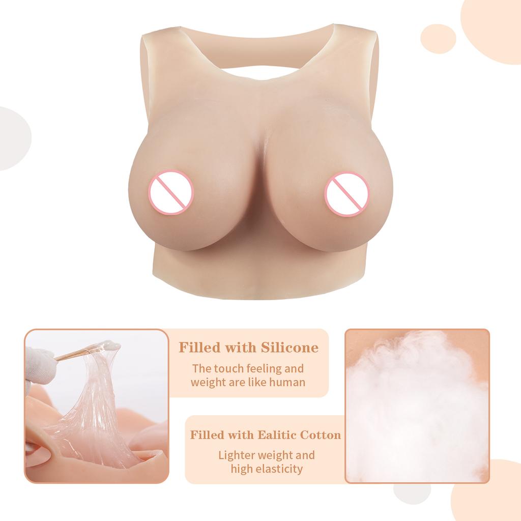 KUMIHO Silicone Fake Boobs Hollow Back Breast Forms Chest Enhancer for Drag Queens Crossdressing Transgender Anime Cosplay