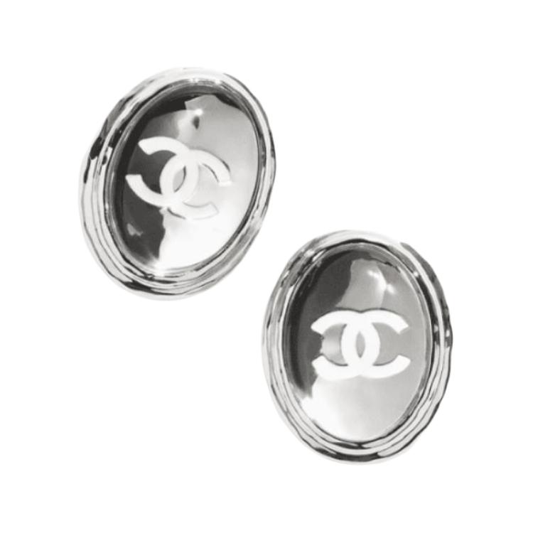 

Chanel 25S Spring Summer Double C Logo Decorated Metal Earrings Women Earrings Silver ABF567-B20465-U0771 Box+Padding Board