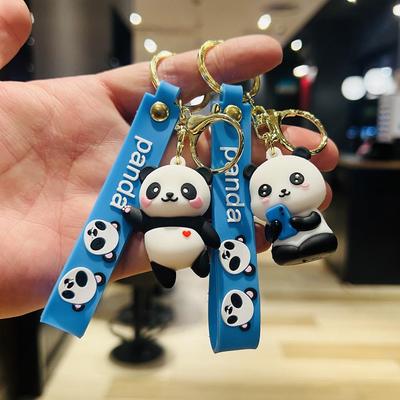 Schlüsselanhänger mit Cartoon-Panda: Weicher Gummipuppen-Taschenanhänger, Paar-Anhänger Geschenk