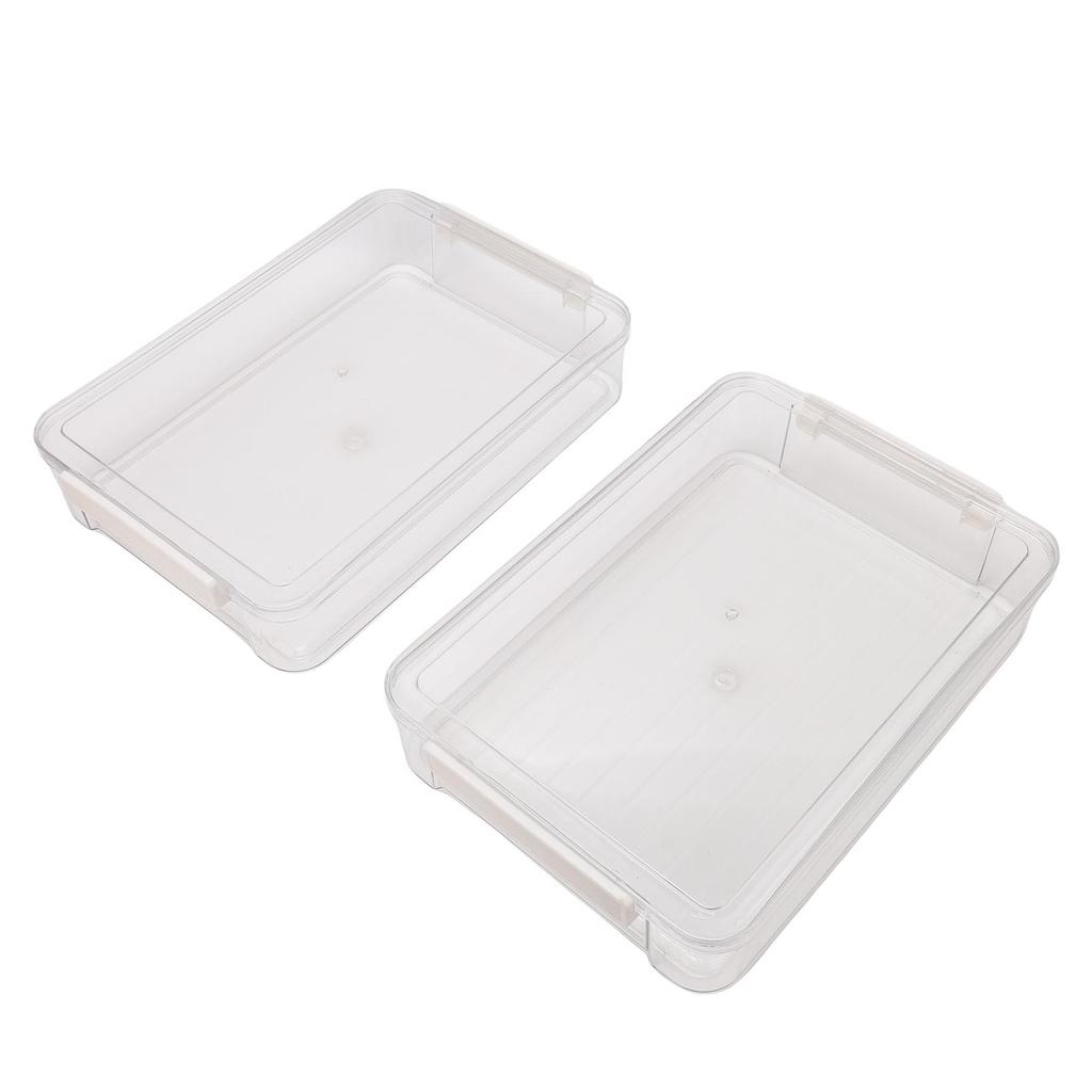 2PCS File Storage Box with Lid Clear PET Stackable for Paper Photos Documents Scrapbook Crafts and School Supplies