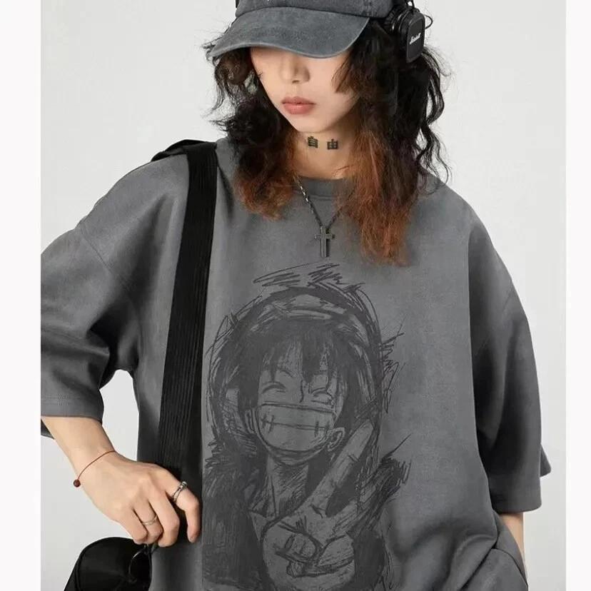 

Cosplay One Piece Luffy Anime Manga T-Shirt Tee Costumes Cotton 100% Cotton S