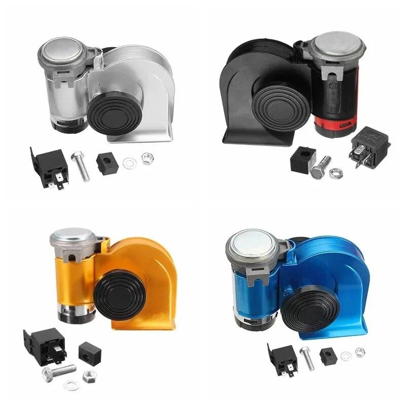 Motorcycle 12V 139DB Waterproof Loud Electronic Snail Ultra Compact Dual Air Horn Fit for Car Vehicle Yacht Boat SUV Bike Buses