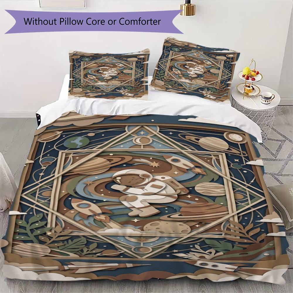

Space Pattern Bedding uilt Set uilt Cover Pillowcase Home Decoration Birthday Gift (1 * duvet cover + 2 * pillowcase without core)158 135x200cm