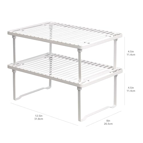 Basic Plastic Kitchen Rack, Stackable, Set of 2, 8.7" D x 12.2" W x 4.7" H, White