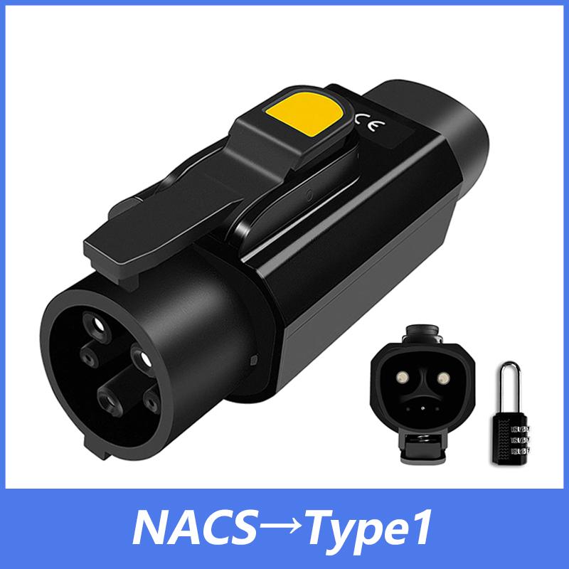 EVqiaoyi NACS zu Typ1 EV-Adapter 50A 11KW von Tesla-Säule zu Typ1-EVs EV-Schnellladekonverter für US-Standardautos