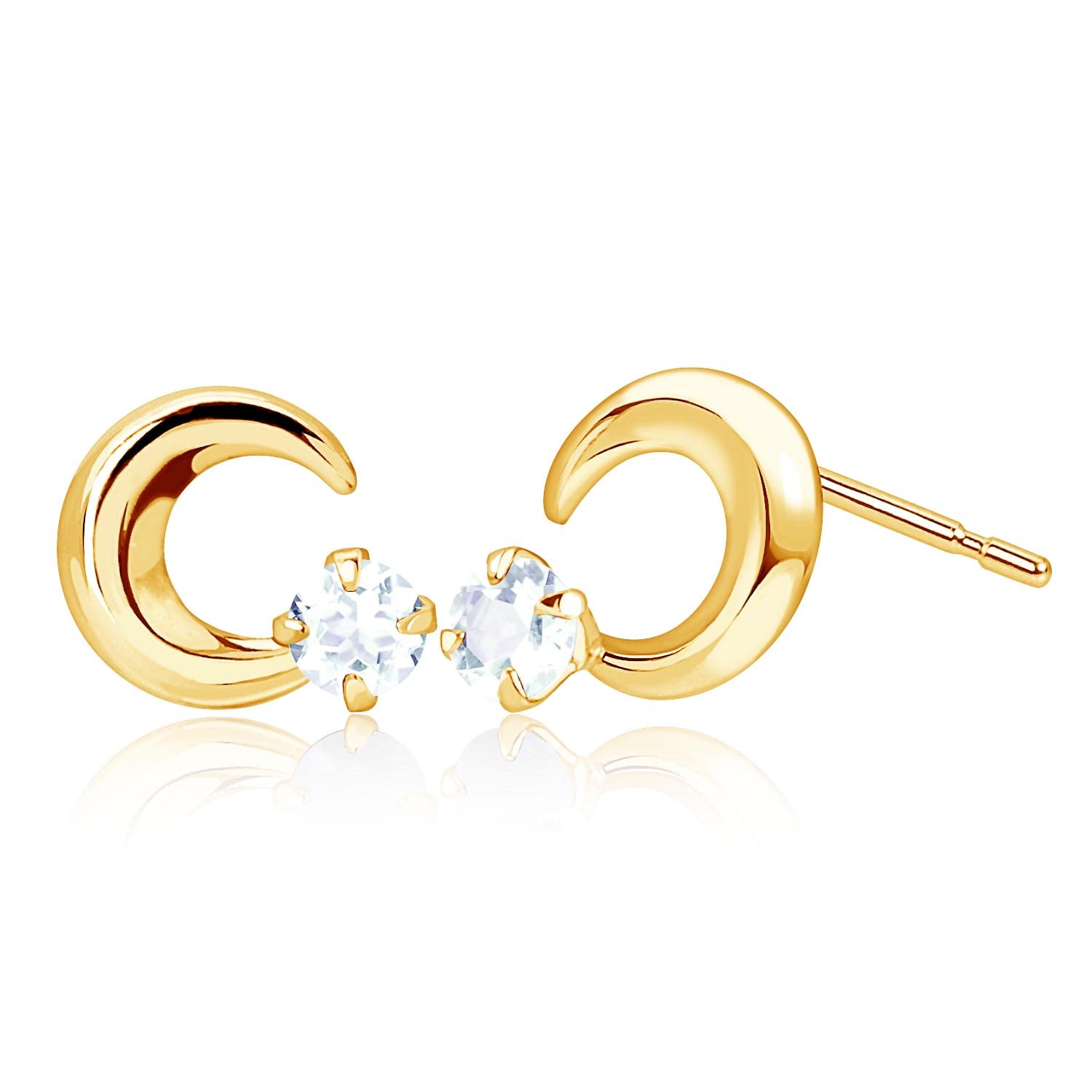 

Lala Christie Women s Moon Earrings, March Birthstone, Aquamarine, Gold, 18K, le102-0001-yg-03