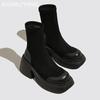 Plateau Klobige Damen High Boots Wildleder Mode High Heels Schuhe 2025 Trend Designer Goth Pumps Winter Motorrad Botas De Mujer