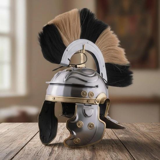 Roman Centurion Helmet with Plume, Steel Roman Officer Helmet, Ancient Roman Armor with Wearable LARP, Cosplay