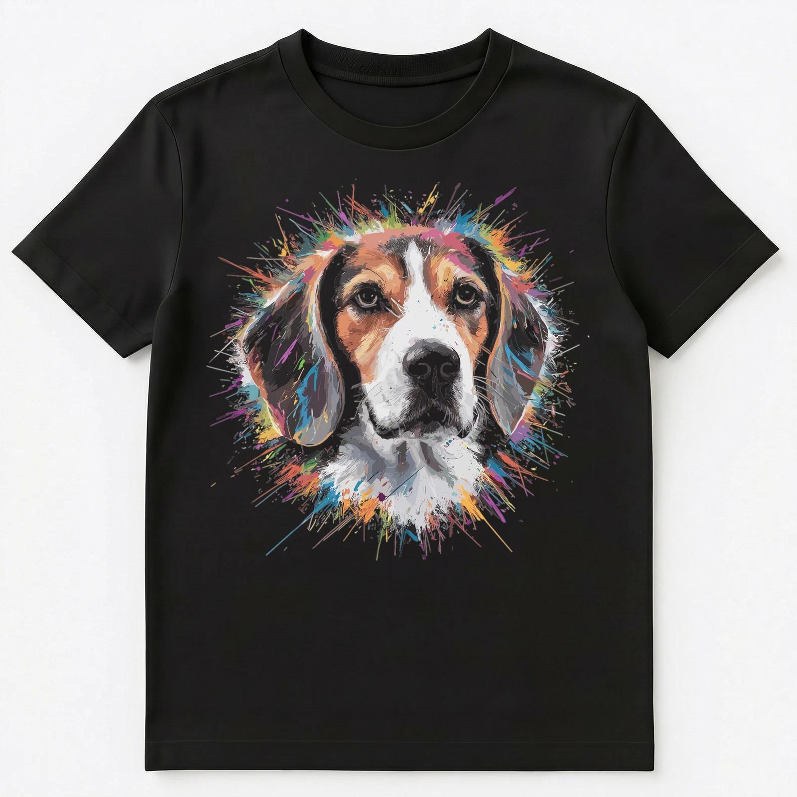 

Colorful Paint Splash Cute Beagle Art Graphic Unisex T-Shirt XL