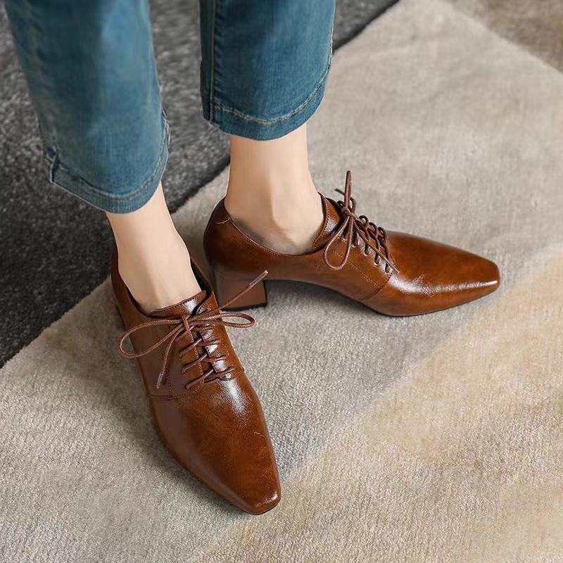 2026 Women Pumps Elegant Spring Fashion Pumps Women Ankle Boots Designer Heels Oxford Shoes Casual Leather Big Size High Heels