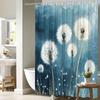 1pc Dandelions in Blue Breeze Shower Curtain - 5 Dandelions, Seed Dispersal, Abstract Blue Background, 70.8x70.8", 12 Hooks