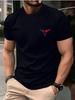 Καλοκαιρινή ανδρική casual φαρδιά μπλούζα T-shirt με στάμπα μοτίβο ταύρου, 100% βαμβακερή, αθλητική, άνετη, με στρογγυλή λαιμόκοψη, κοντομάνικη, μεγάλο μέγεθος