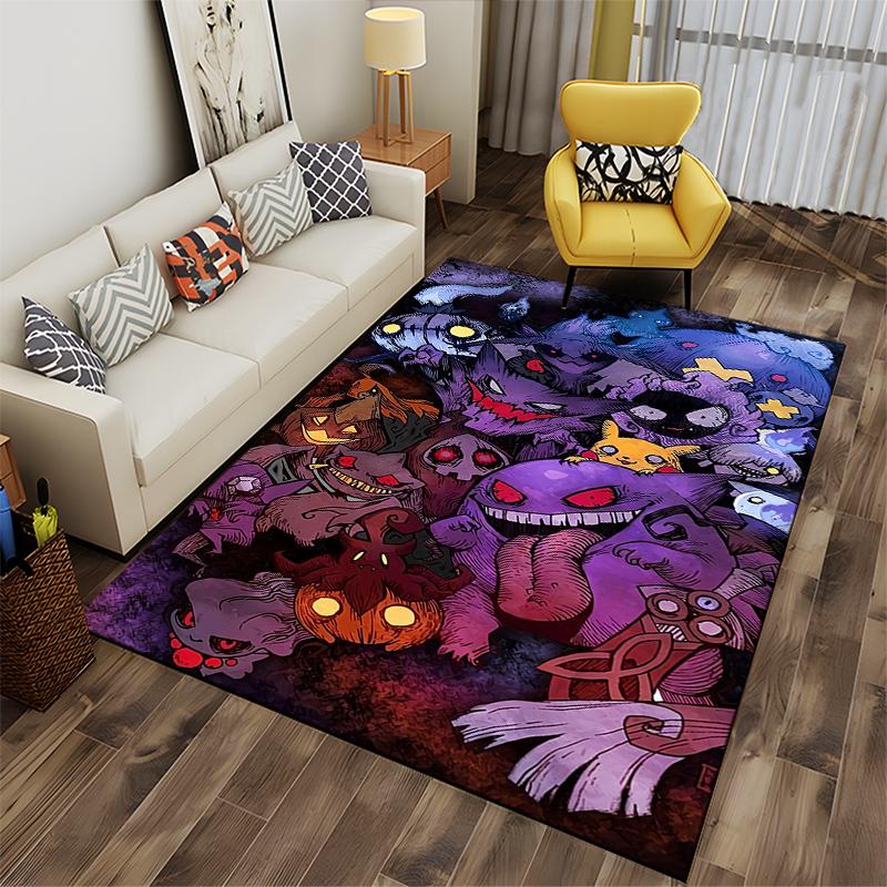 Cartoon Ghosts and Spirits Pattern Rug for Home Décor Suitable for Use As an Anti-slip Game Mat for Living Room and Bedroom Sofas
