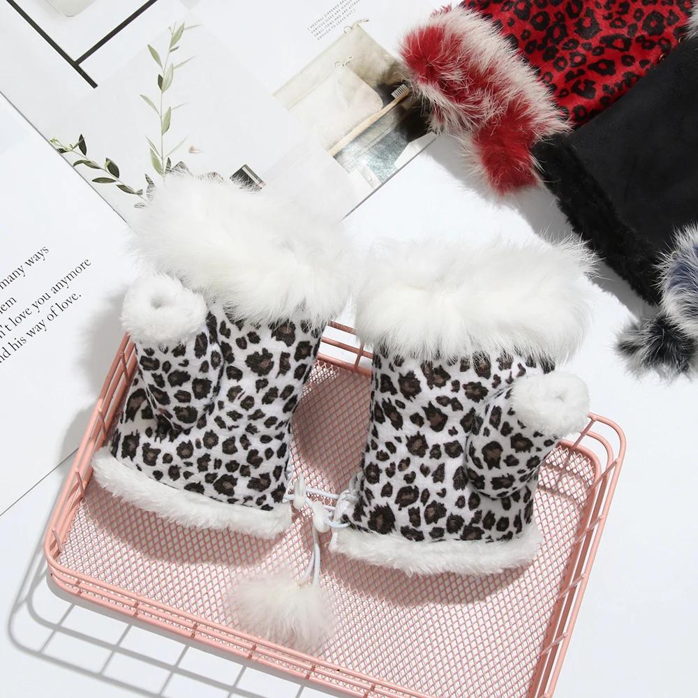 Rabbit Hair Suede Leather Soft Stretch Gloves Women Girls Winter Thicken Warm Mittens 1 Pair Fashion Fingerless Faux Gloves