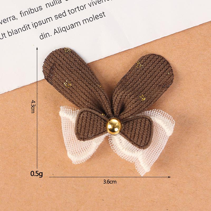 Milk Coffee Bow-Tie Bunny Ear Fabric Patch for DIY Children's Clothing Accessories