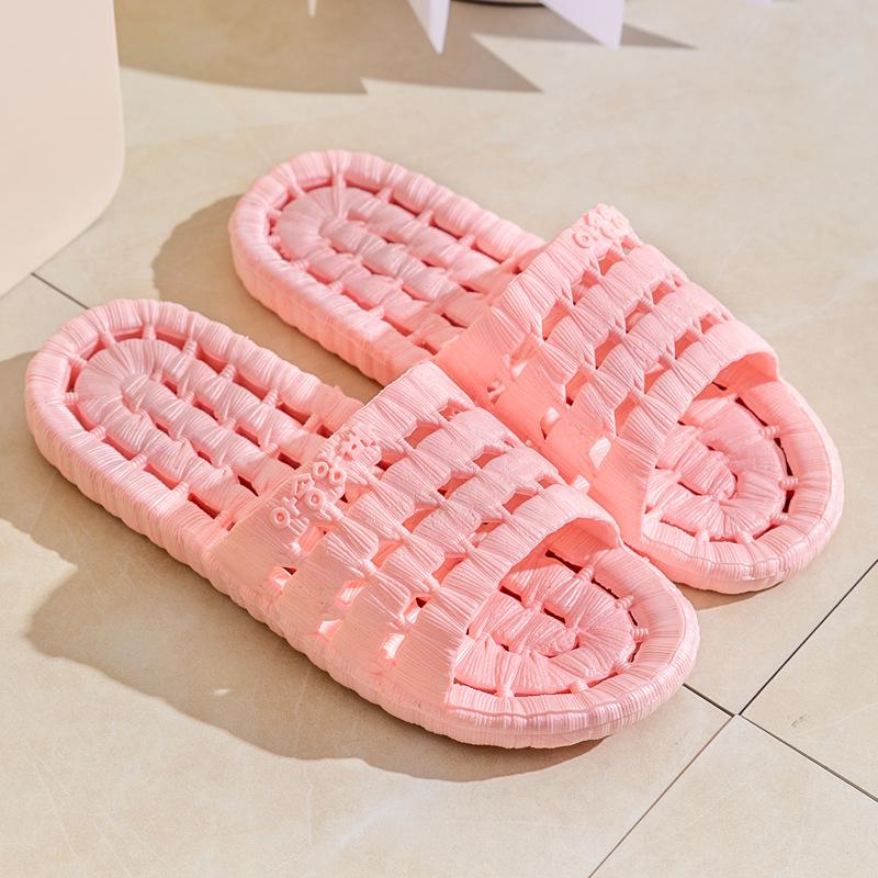 Home slippers four seasons bath leaking drag men and women soft bottom hollow non-slip couple bathroom cool slippers