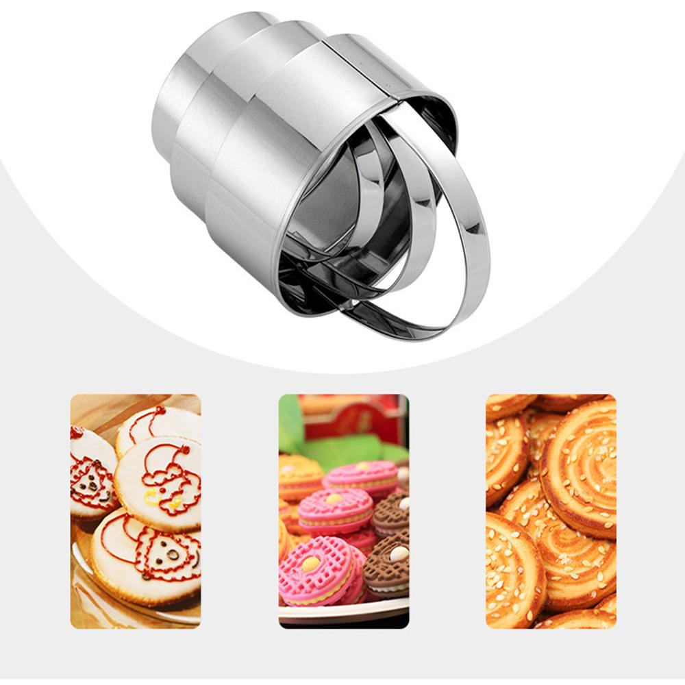 Nerezová ocel Nepřilnavá forma na sušenky Pečicí příslušenství Sada kulatých vykrajovátek na sušenky s rukojetí Kuchyňské nářadí 3 ks
