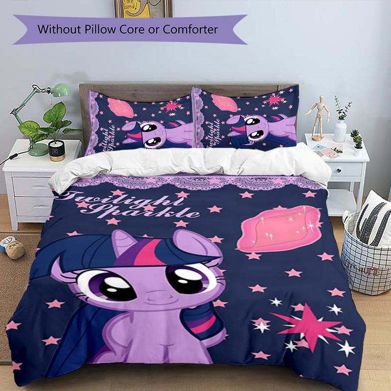 Twilight Sparkle 3pcs Bedding Set Duvet Cover Closure Includes 1 Duvet Cover & 2 Pillowcases for All Seasons Bedroom Home Dorm Decor
