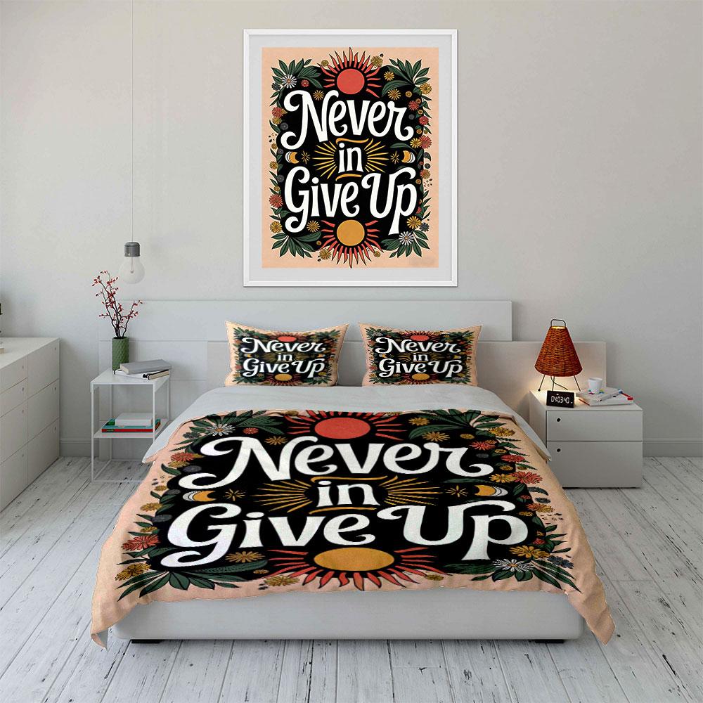 Sun, flowers, leaves, text. Bedding sets Duvet cover sets Duvet covers Pillowcases(1 * Duvet Cover 2 * Pillowcases without duvet insert)