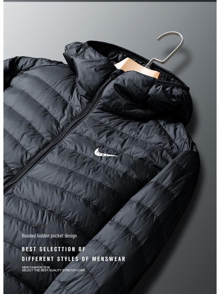 Jachetă de puf ușoară pentru bărbați, mărimi mari, casual și rezistentă la vânt pentru toamnă/iarnă