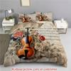 Violin Score Rose 3D Printed Bedding Set Pillowcase Classical Music Art Retro Style Quilt Cover Home Textiles Duvet Cover Set