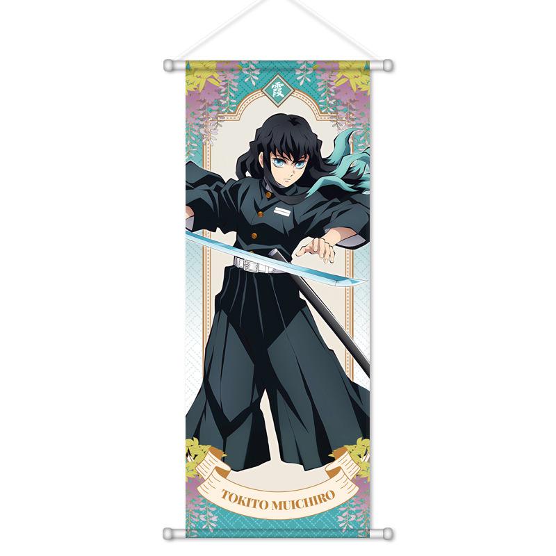 Wall Scroll Poster Tapestry Kamado Tanjiro Nezuko Kamado Giyu Tomioka Mitsuri Kanroji Anime Hanging Printing