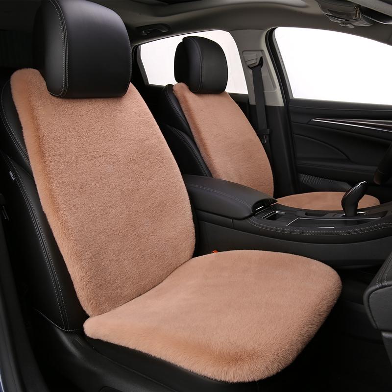 Universal Plush Car Seat Cushion Set - Faux Rabbit Fur, Short Hair, Winter Comfort for Rear Seats