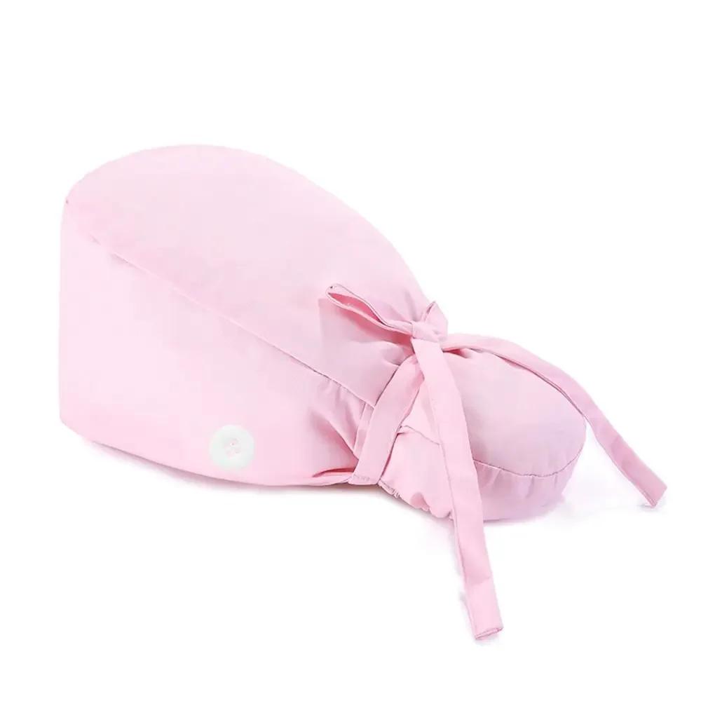Adjustable HeadCover With Sweatband Men Women Bouffant Hat Pure Colour Cotton Hats Surgical Scrub Cap