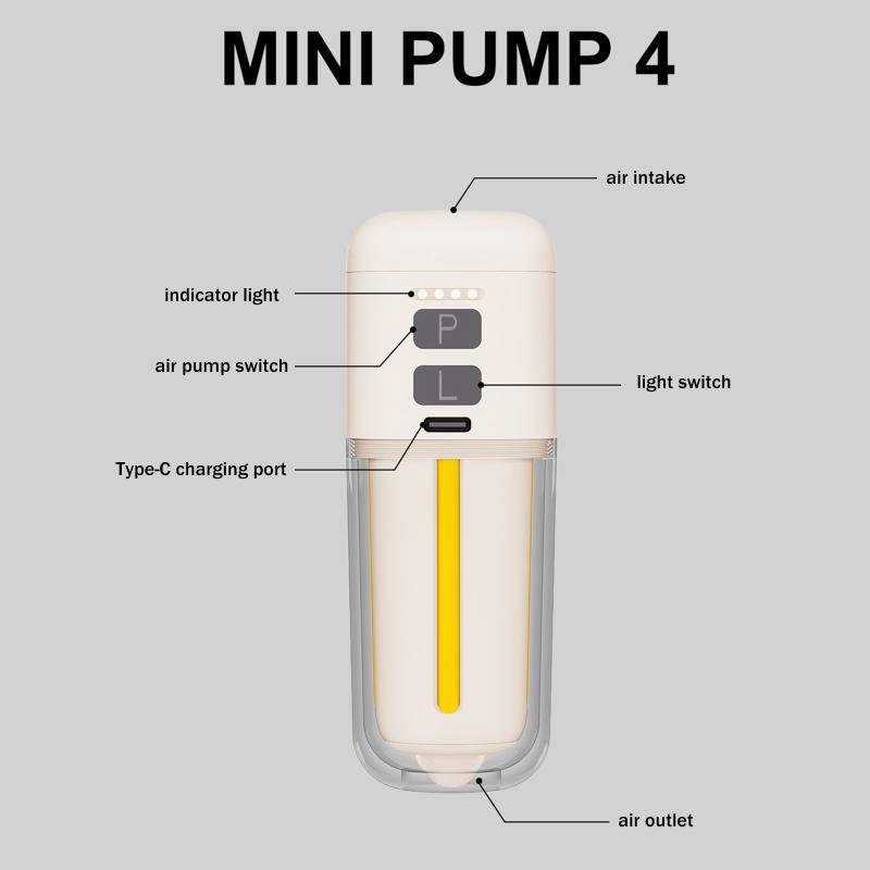 Portable Air Pump For Inflatables 430L/Min Ultra Fast Air Mattress Pump, 2000 Mah Battery & Camping Light, Electric Air Pump