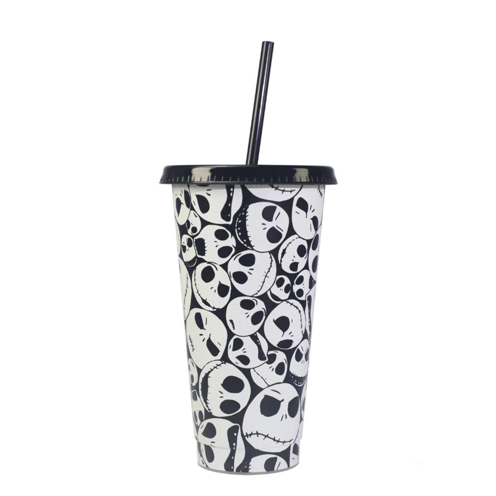 

Holiday Temperature-sensitive Color-changing Cup 710ml Single-layer Coffee Plastic Straw Halloween Cup One Size