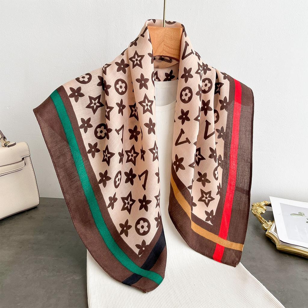 Spring and Autumn New Korean Small Square Scarf Women's 71 Cotton and Linen Versatile Small Scarf Neck Shirt Decorative Silk Scarf