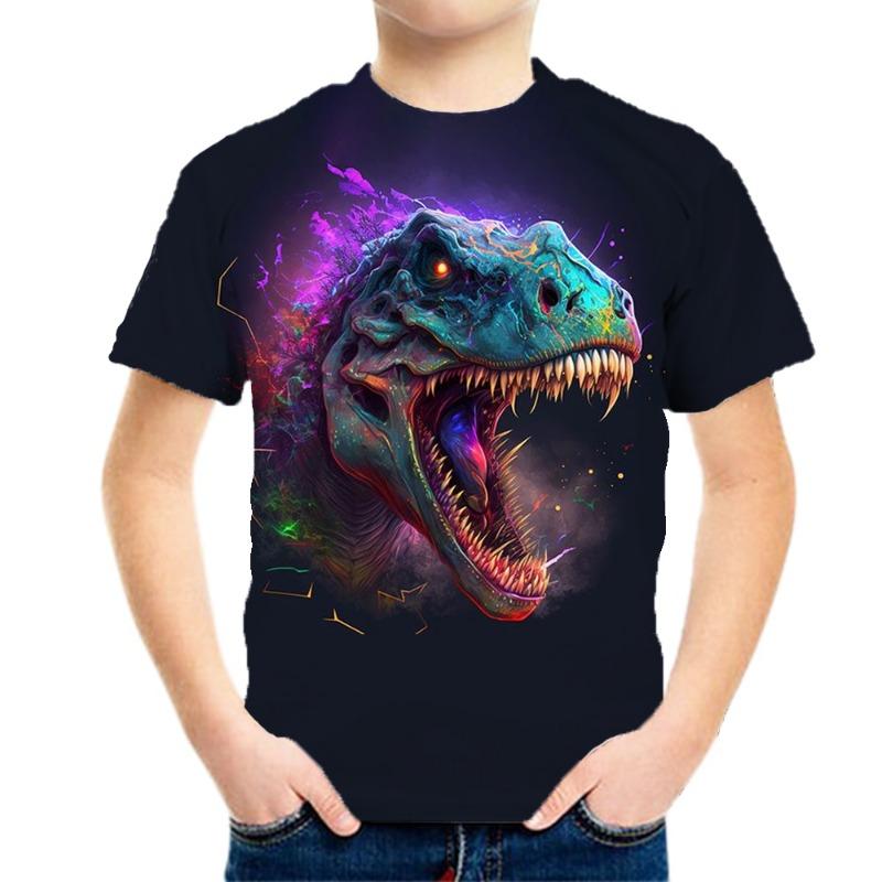 Children's Clothing Boys T-Shirt Children's T-Shirts 3D Dinosaur Graphic Print Kids Summer Clothes Fashion Casual Tees Girl Tops