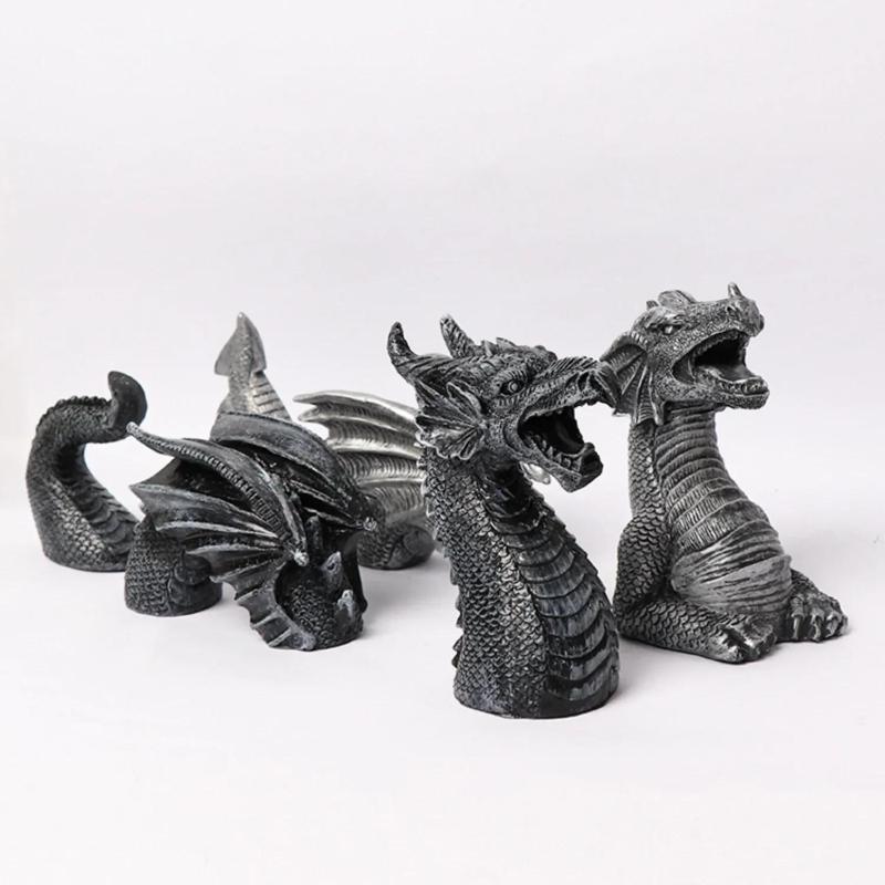 Dragon Sculptures Resin Giant Lawn Sculpture Gothic Fantasy Figures Art Garden Patio Statues Garden Decoration Accessories Tools