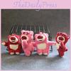Adorable Pink Strawberry Bear Plush Keychain Cute Stuffed Animal Toy For Bags And Keys
