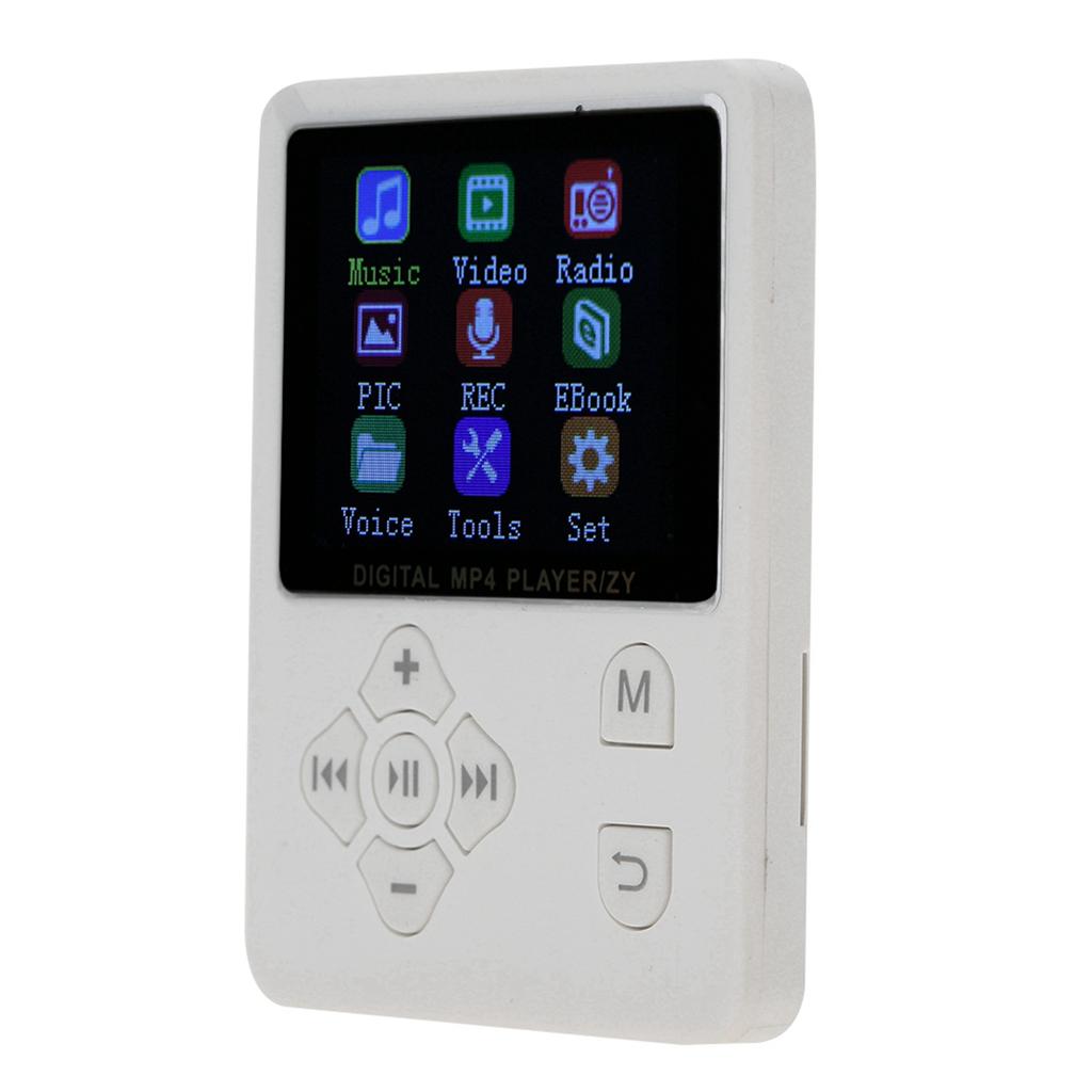 Thin Lightweight Portable Color Screen HiFi MP3 MP4 Music Player USB2.0 Cross Button White
