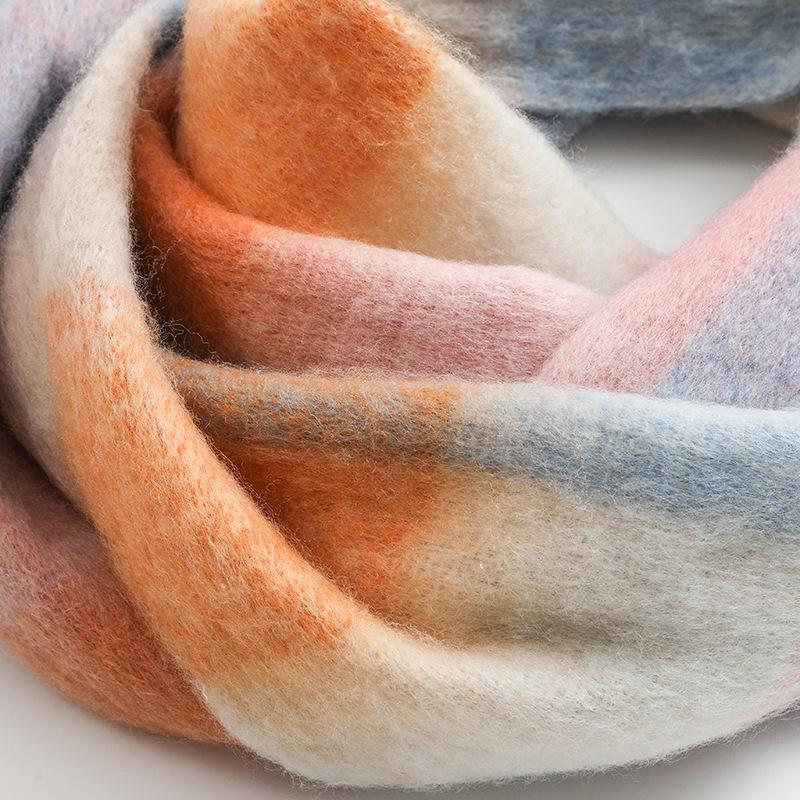 Men's and Women's Thick Woolen Scarf: Solid Color Knitted, Warm, Tassel-Edged, Imitation Cashmere for Winter