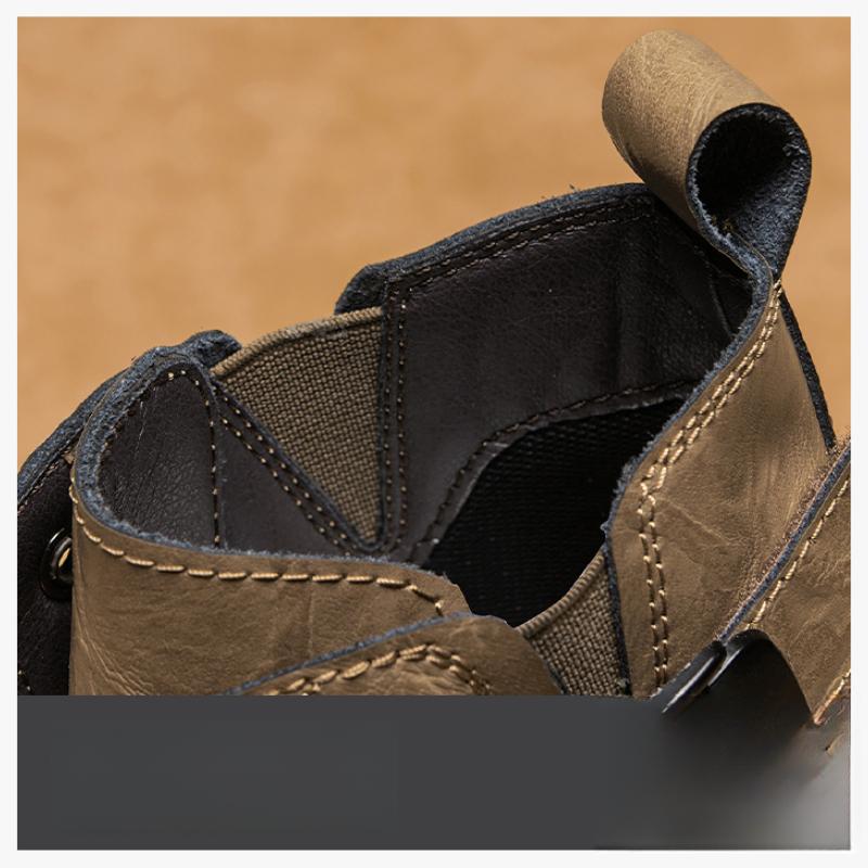 Retro Men's Ankle Boots Waterproof Casual Leather Boots High Top Shoes for Men Non Slip Work Boots