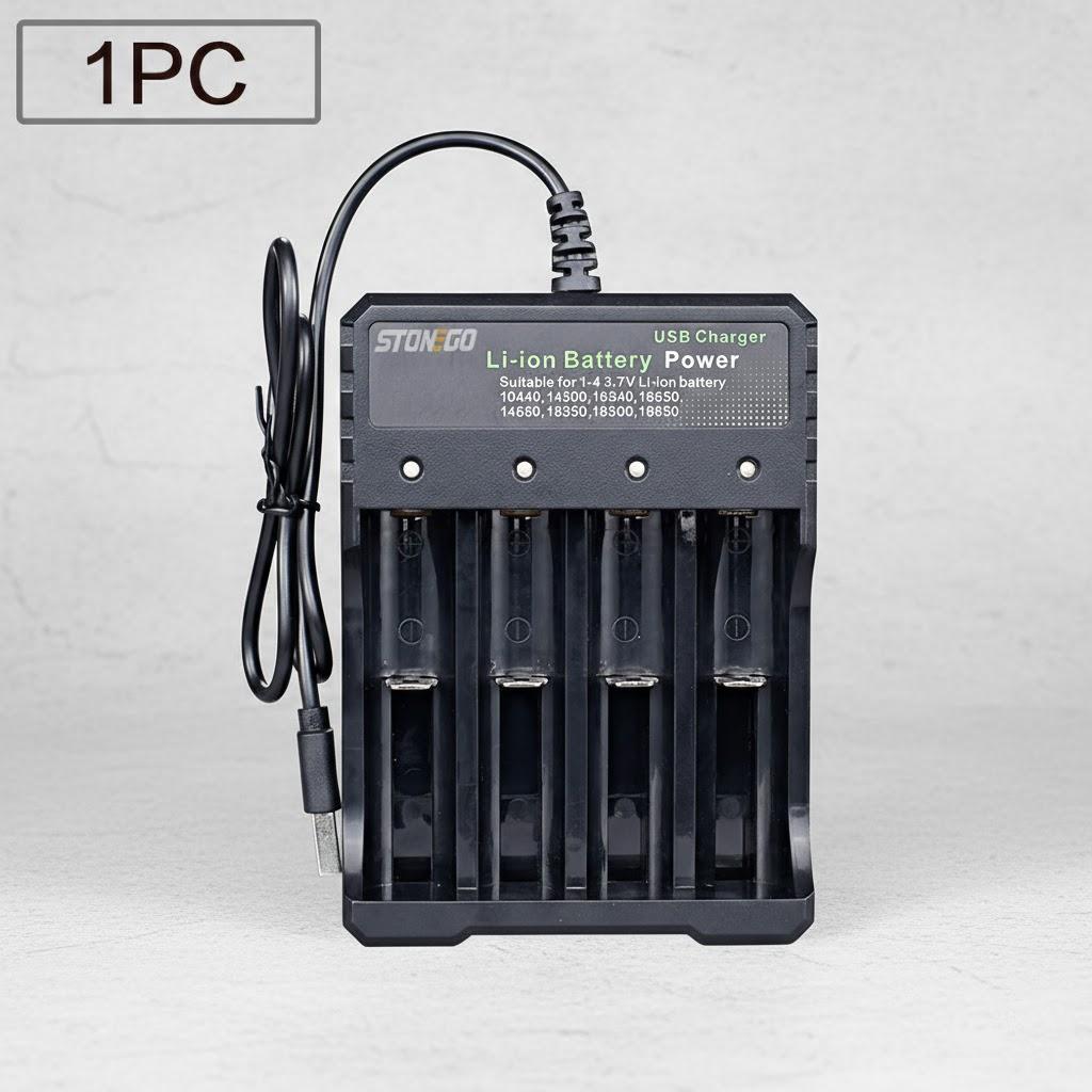 

4-слотное USB-зарядное устройство для аккумуляторов 18650 для Li-ion ячеек 37V 10440 14500 16340 18500 18350 14650 16650, вход 5V DC чёрный