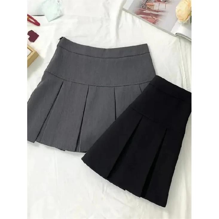 Gonna a pieghe vintage grigia da donna Minigonne a vita alta Kawaii Uniforme scolastica di moda coreana Harajuku Streetwear Primavera