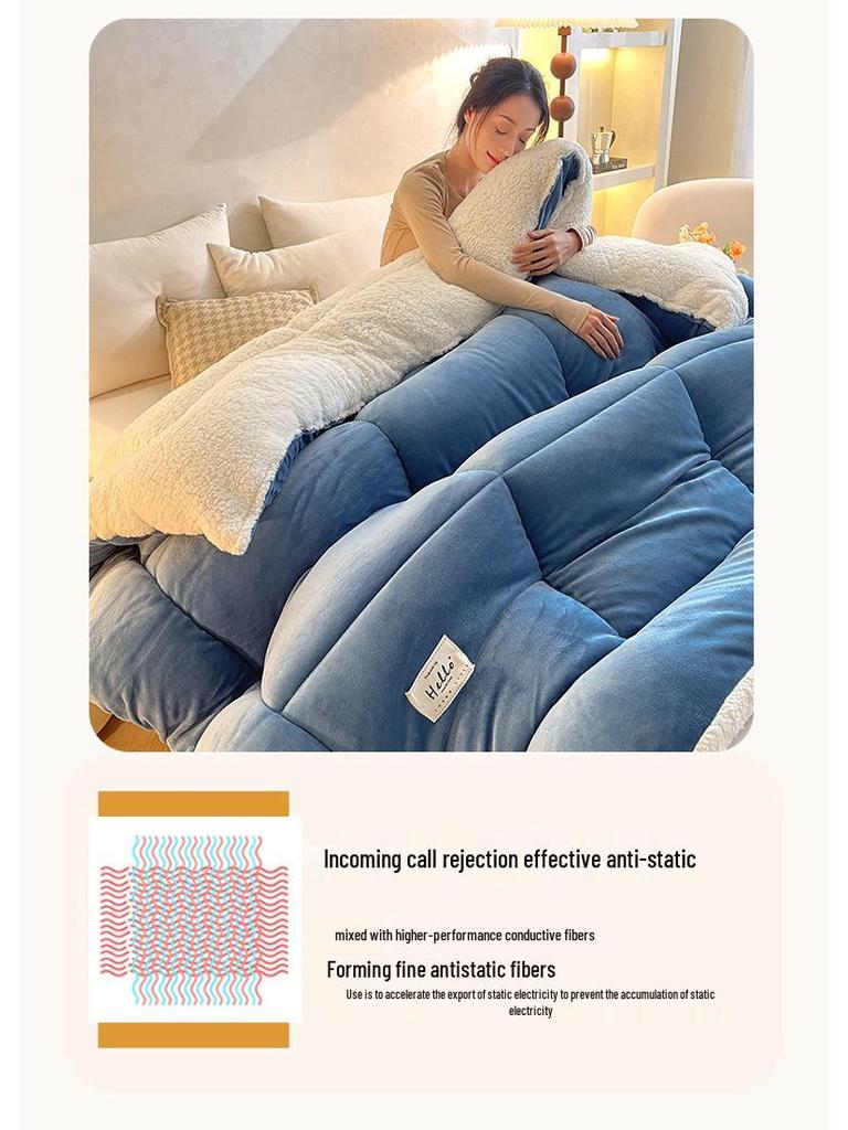 Exclusive Lamb's Wool & Cotton Winter Quilt - Double-Sided, Thick, Warm, for Student Dormitory