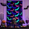 Halloween Party Decor Bat Foil Fringe Curtain, Glow-in-the-dark Tinsel Backdrop, Self-adhesive Decorations Fluorescent Metallic Door Curtain