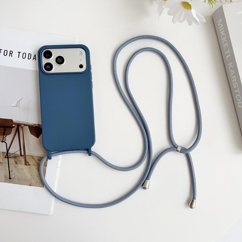 Crossbody Lanyard Flüssigsilikon Handyhülle Für iPhone 17 Pro Max 15 14 13 16 Pro Max Seil Schulter Candy Farbe Weiche Rückseite