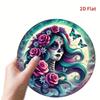 8x8 Inch 2D Flat Sugar Skull Skeleton Wreath Floral Dia De Los Muertos Wall Hanging Outdoor Decor