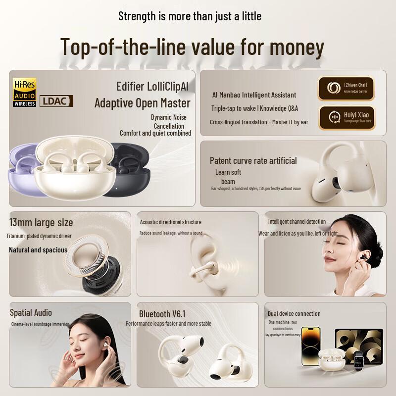

Edifier LolliClip True Wireless Bluetooth Ear-Clip Headphones