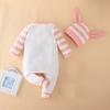 Newborn Infant Baby Easter Patchwork Striped Bunny Print Romper Jumpsuit Set