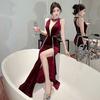 Women's sexy temperament elegant dress split-ended long dress