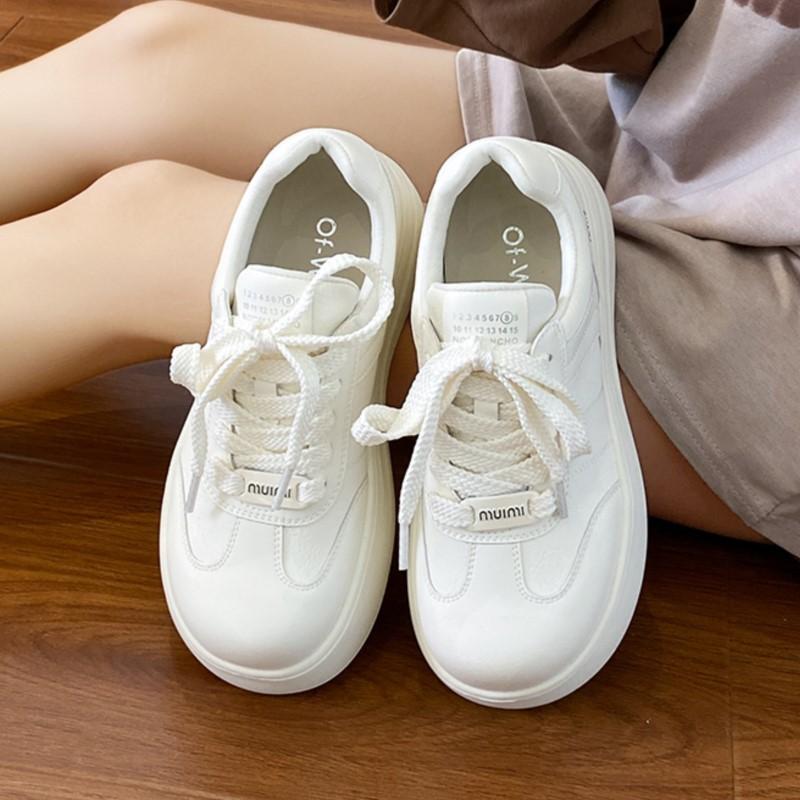Fashion 2025 Spring Chunky Platform Sneakers for Women Retro Style Thick-Sole Casual Shoes Versatile White Sneakers Ins Trendy Must-Have