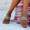 Fashion Summer Plus Size Metal Decorative Sequins Flat Roman Peep Toe Shoes Women's Shoes On Offer